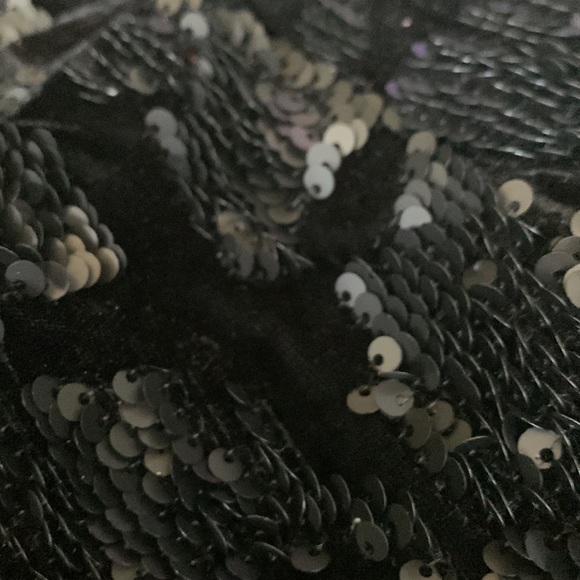 Topshop Black Sequin Velvet High Waisted Shorts Sz 6 - Picture 4 of 4